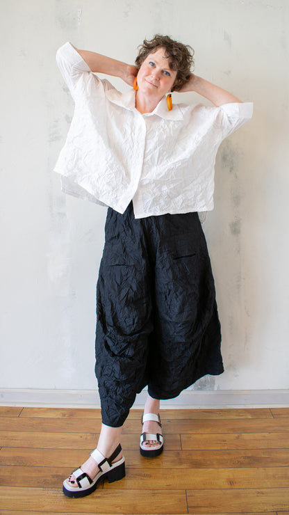 Boxy Crinkle Top in White