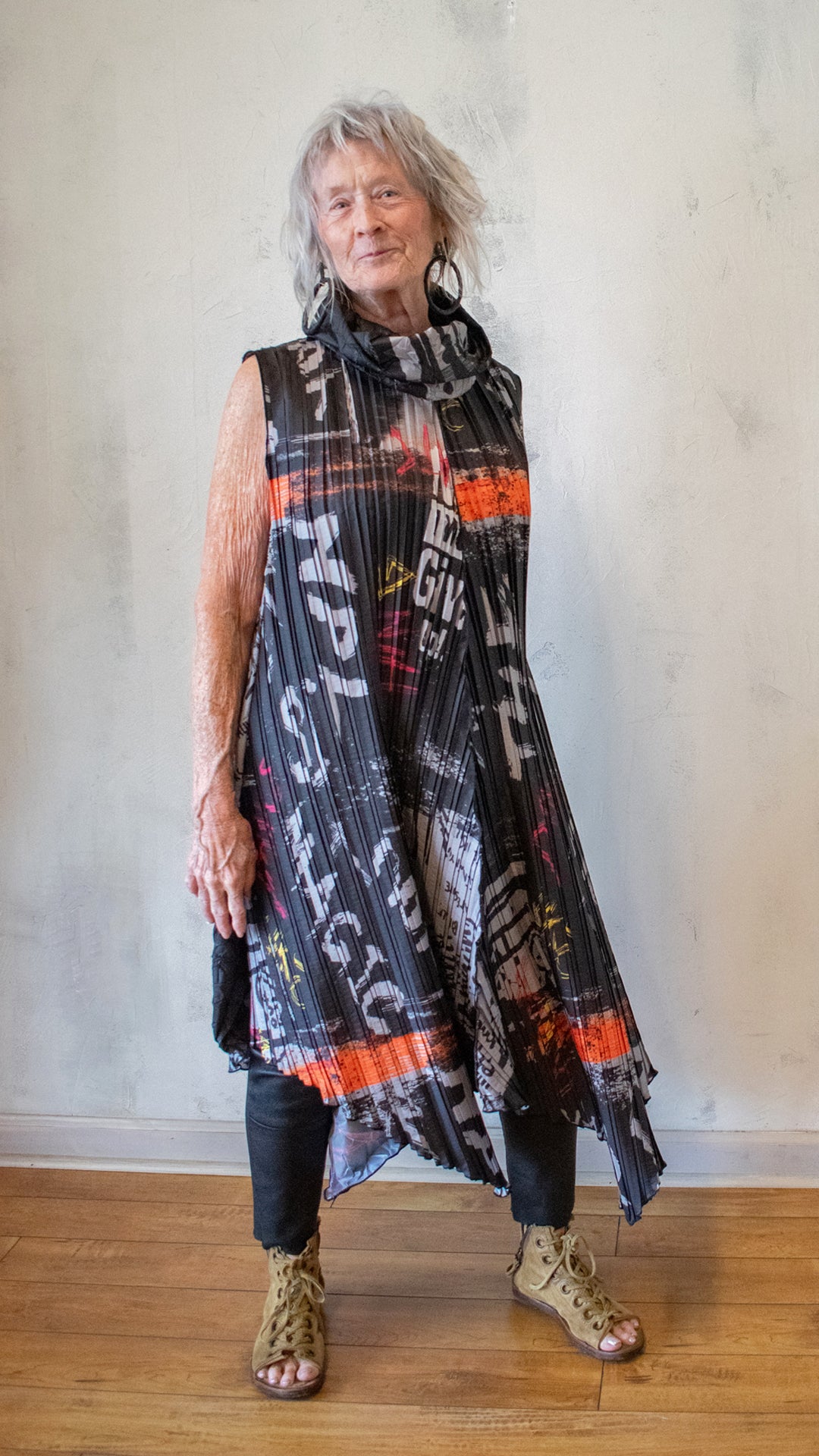Graffiti Pleat Tunic Dress