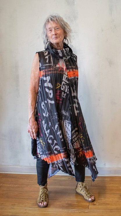 Graffiti Pleat Tunic Dress