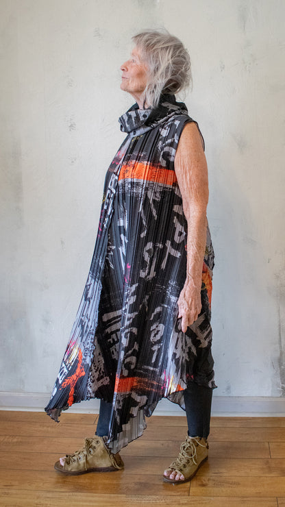 Graffiti Pleat Tunic Dress