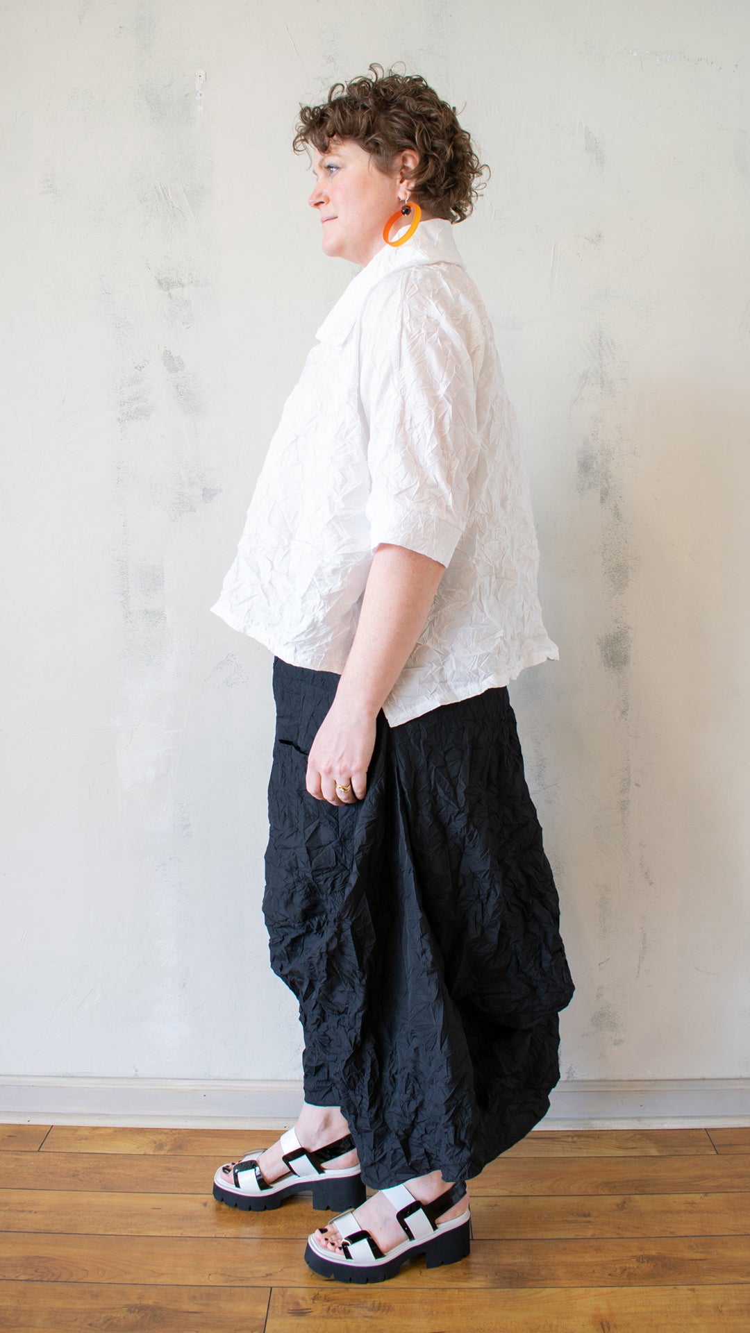 Boxy Crinkle Top in White