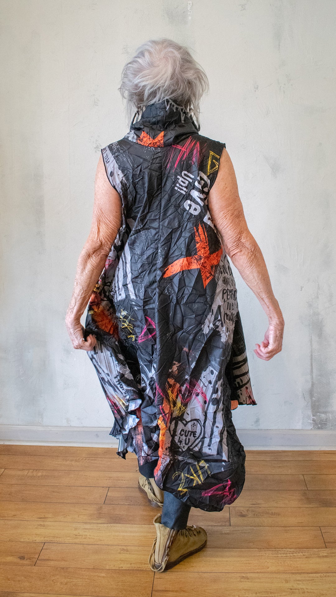 Graffiti Pleat Tunic Dress