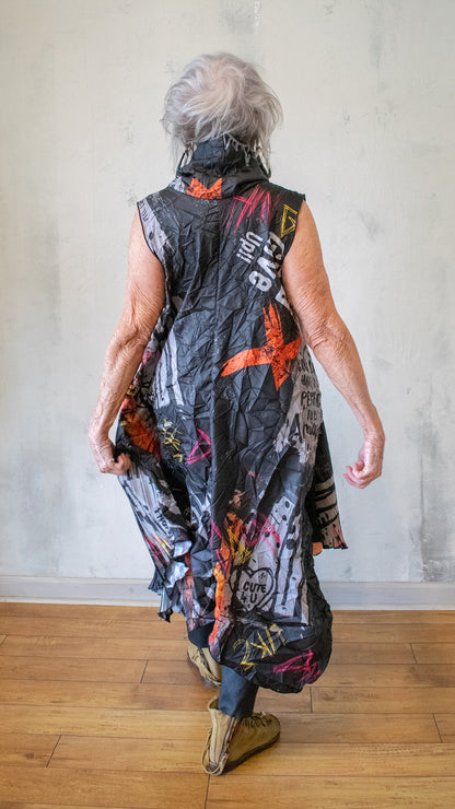Graffiti Pleat Tunic Dress
