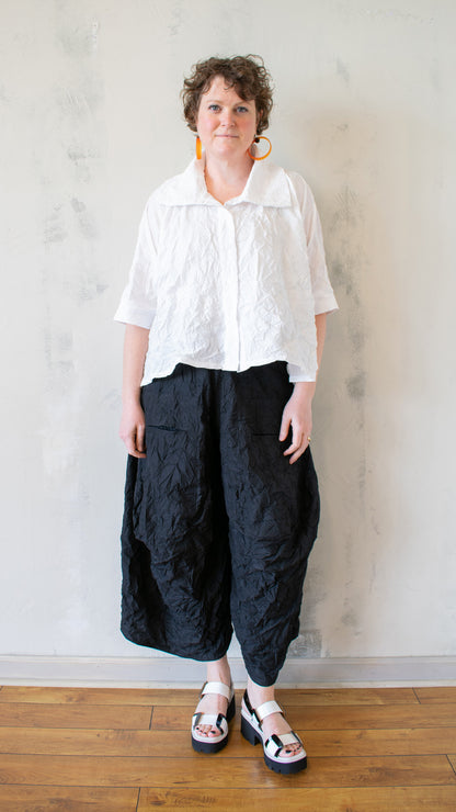 Boxy Crinkle Top in White