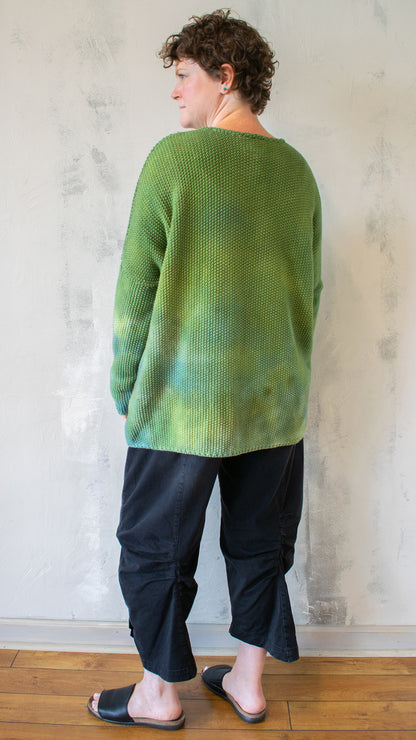 Waffle Knit Sweater in Green Apple