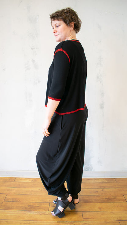 Red Contrast Long Sleeve Tee