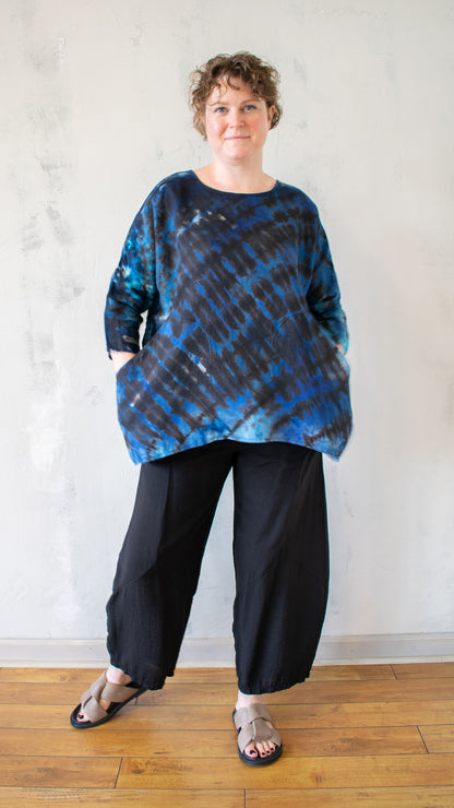Shibori Linen Swing Top – Ocean