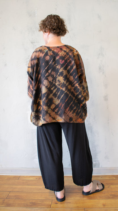 Shibori Linen Swing Top – Earth