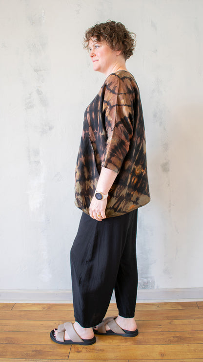 Shibori Linen Swing Top – Earth