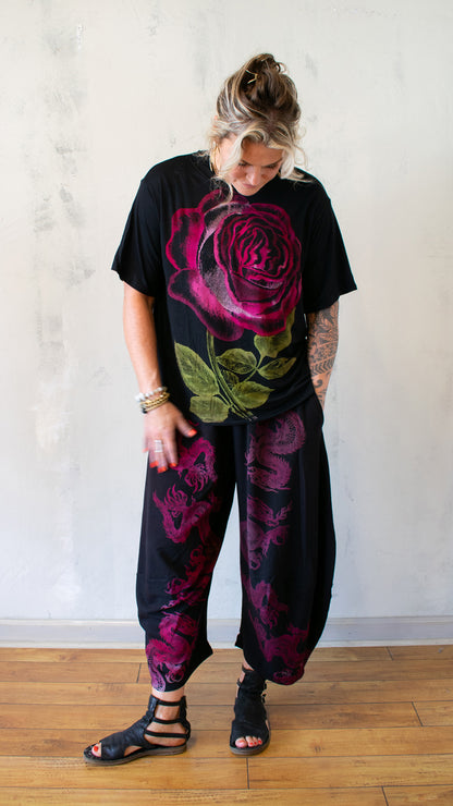 Rose Boyfriend Tee in Fuchsia