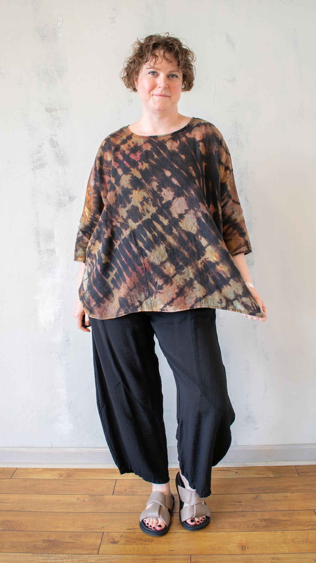 Shibori Linen Swing Top – Earth