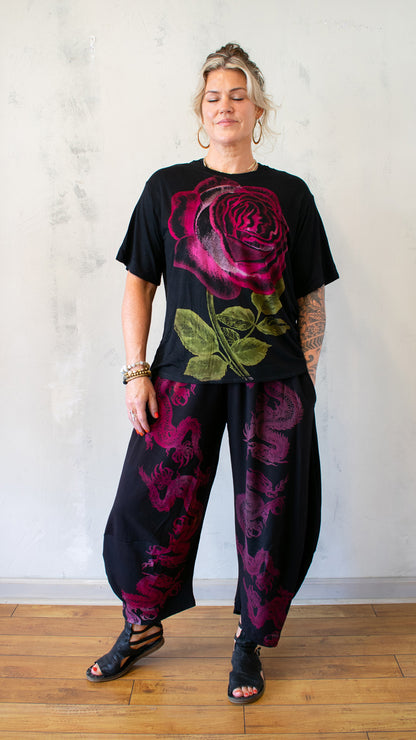Rose Boyfriend Tee in Fuchsia