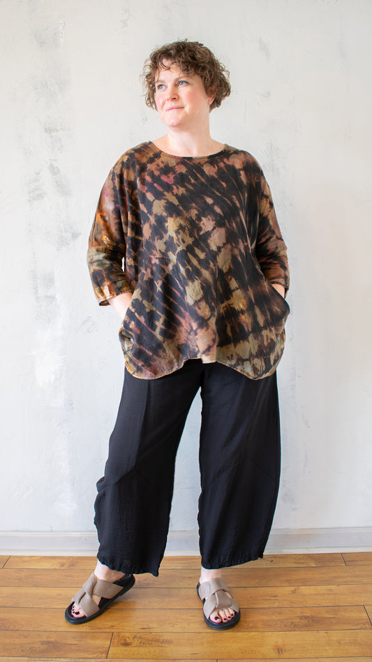 Shibori Linen Swing Top – Earth