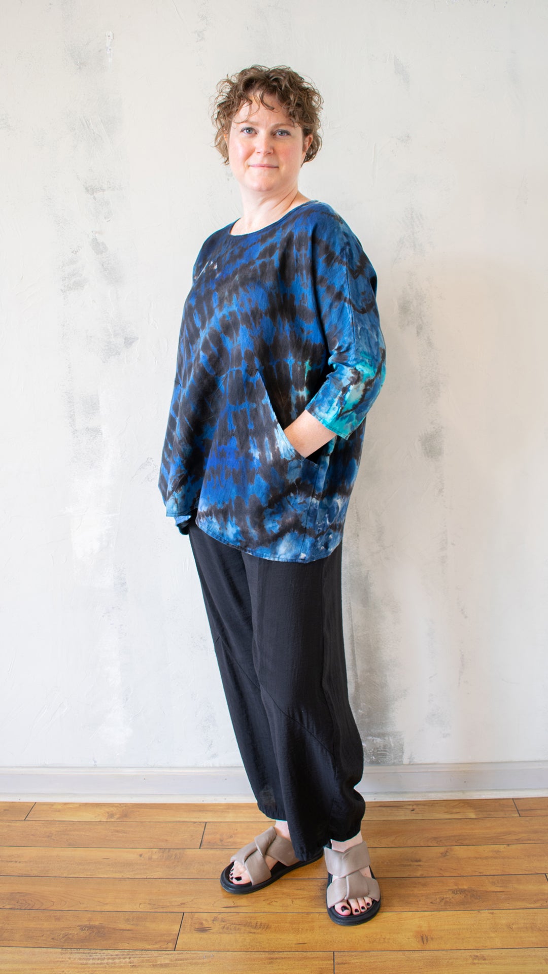 Shibori Linen Swing Top – Ocean
