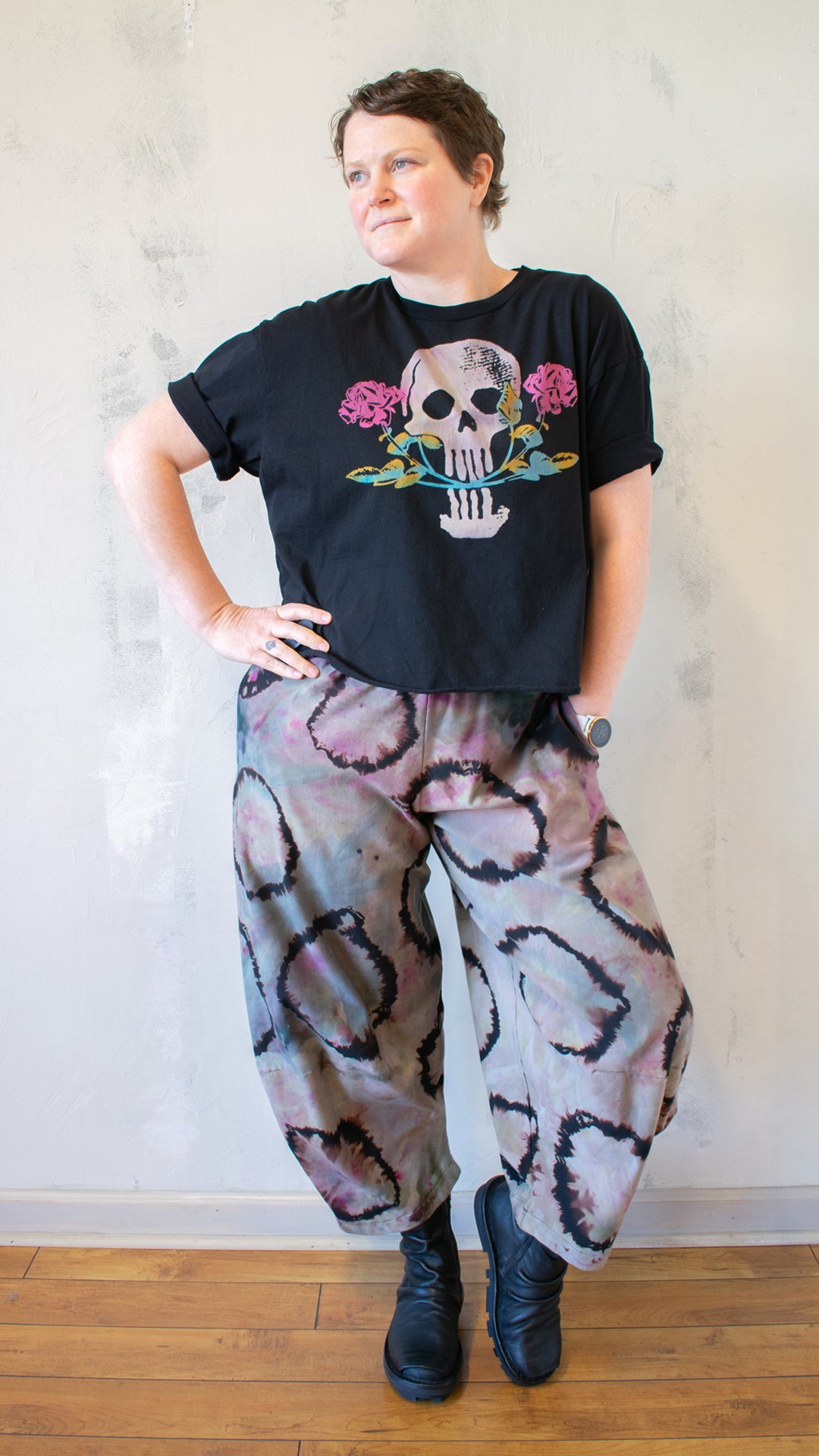 Skull with Rose in Teeth Tee in Black