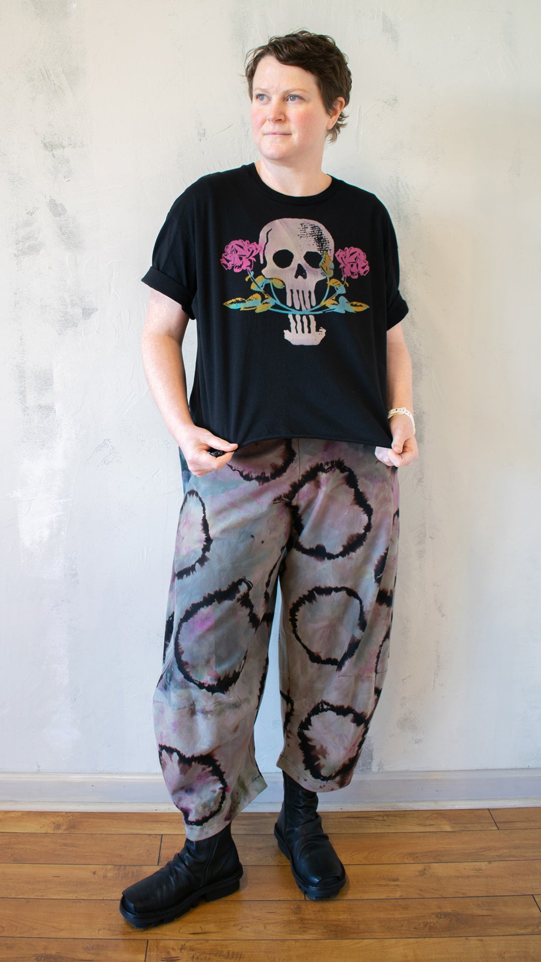 Skull with Rose in Teeth Tee in Black