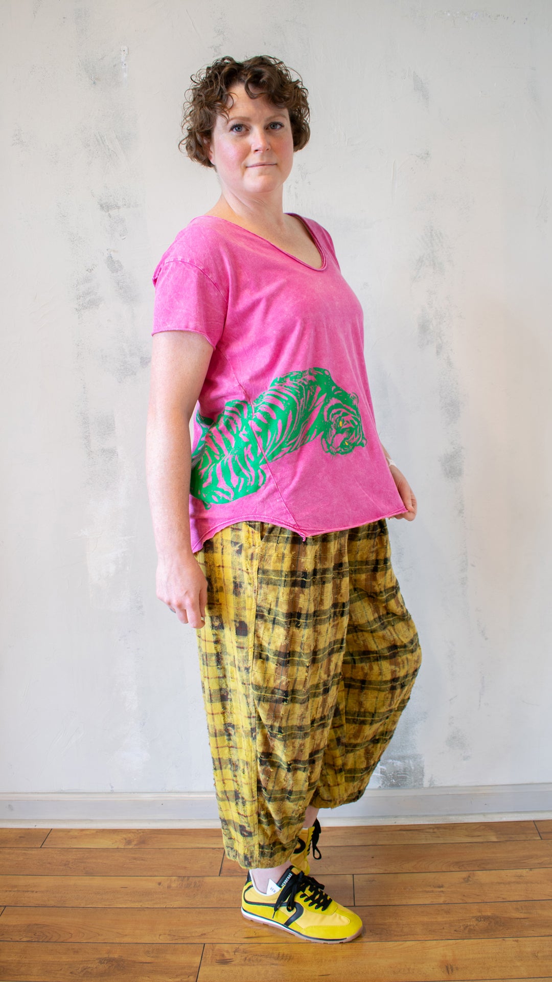 Vintage Style Tee with Tiger Graphic on Front and Back