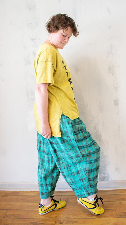 Distressed Tee with Spirit Dragon Print in Chartreuse