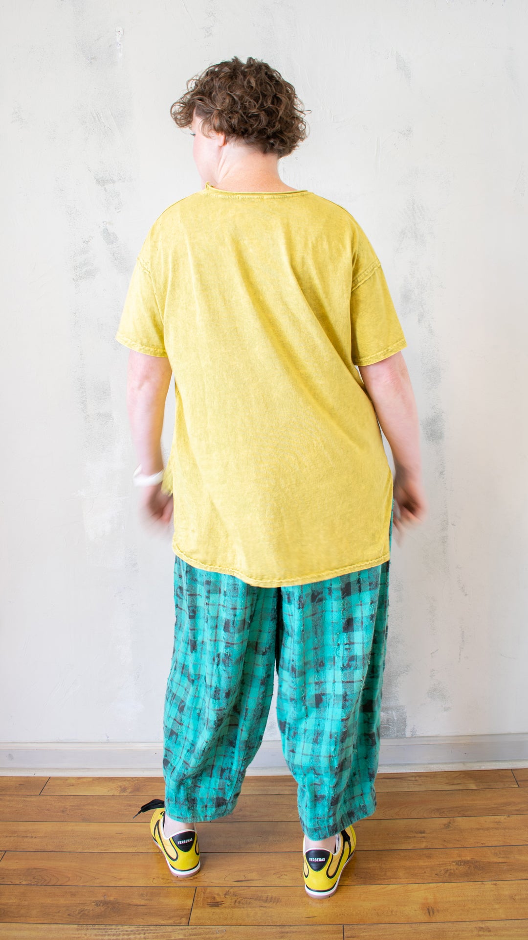 Distressed Tee with Spirit Dragon Print in Chartreuse