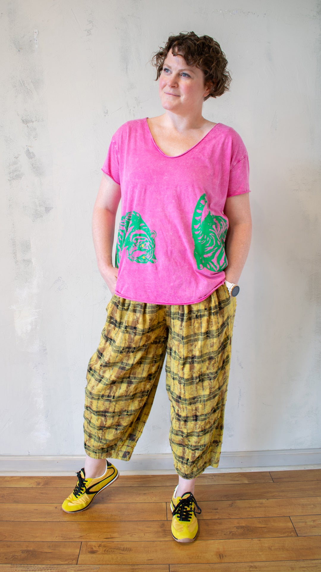 Vintage Style Tee with Tiger Graphic on Front and Back