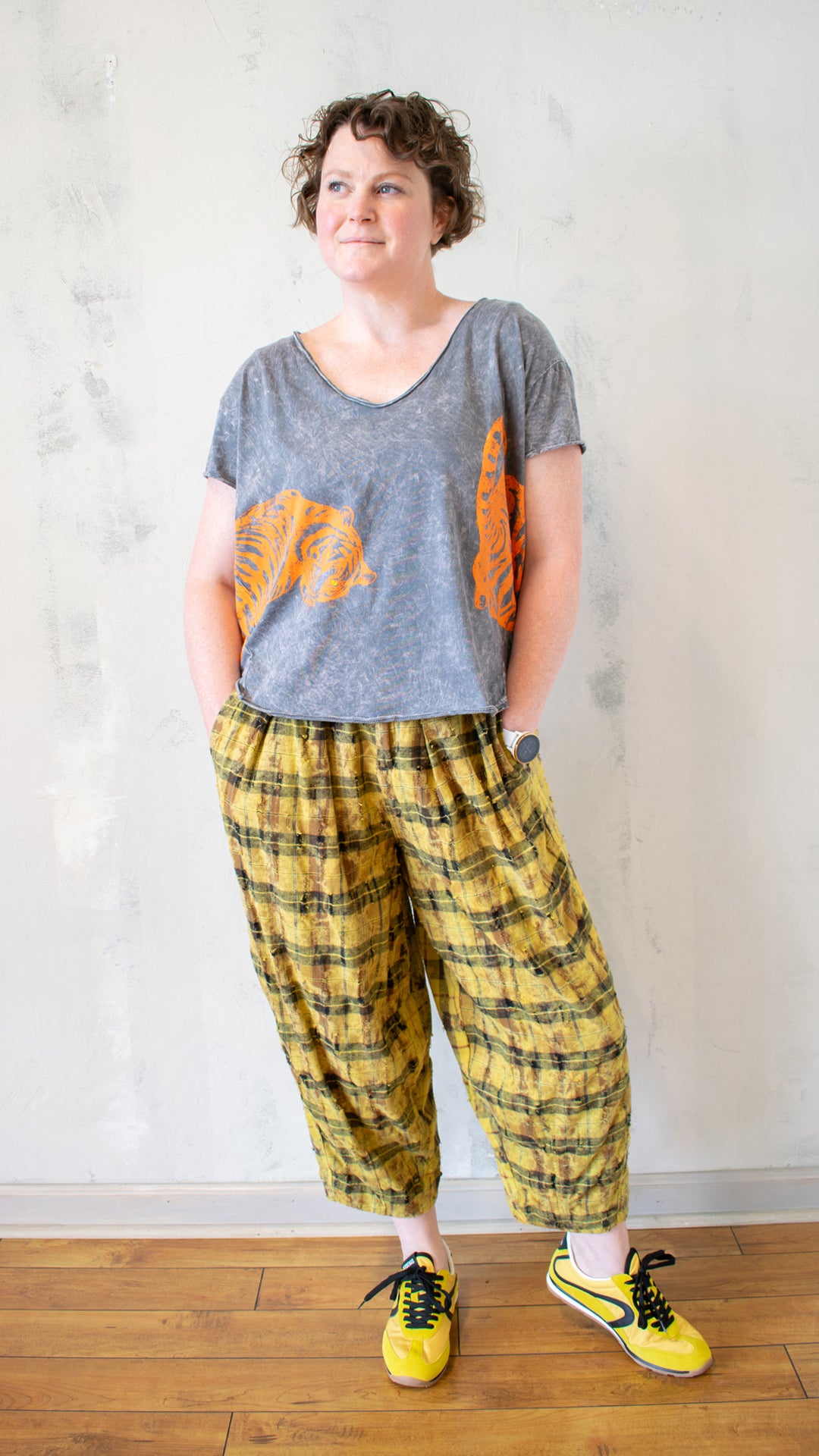 Vintage Style Tee with Tiger Graphic on Front and Back