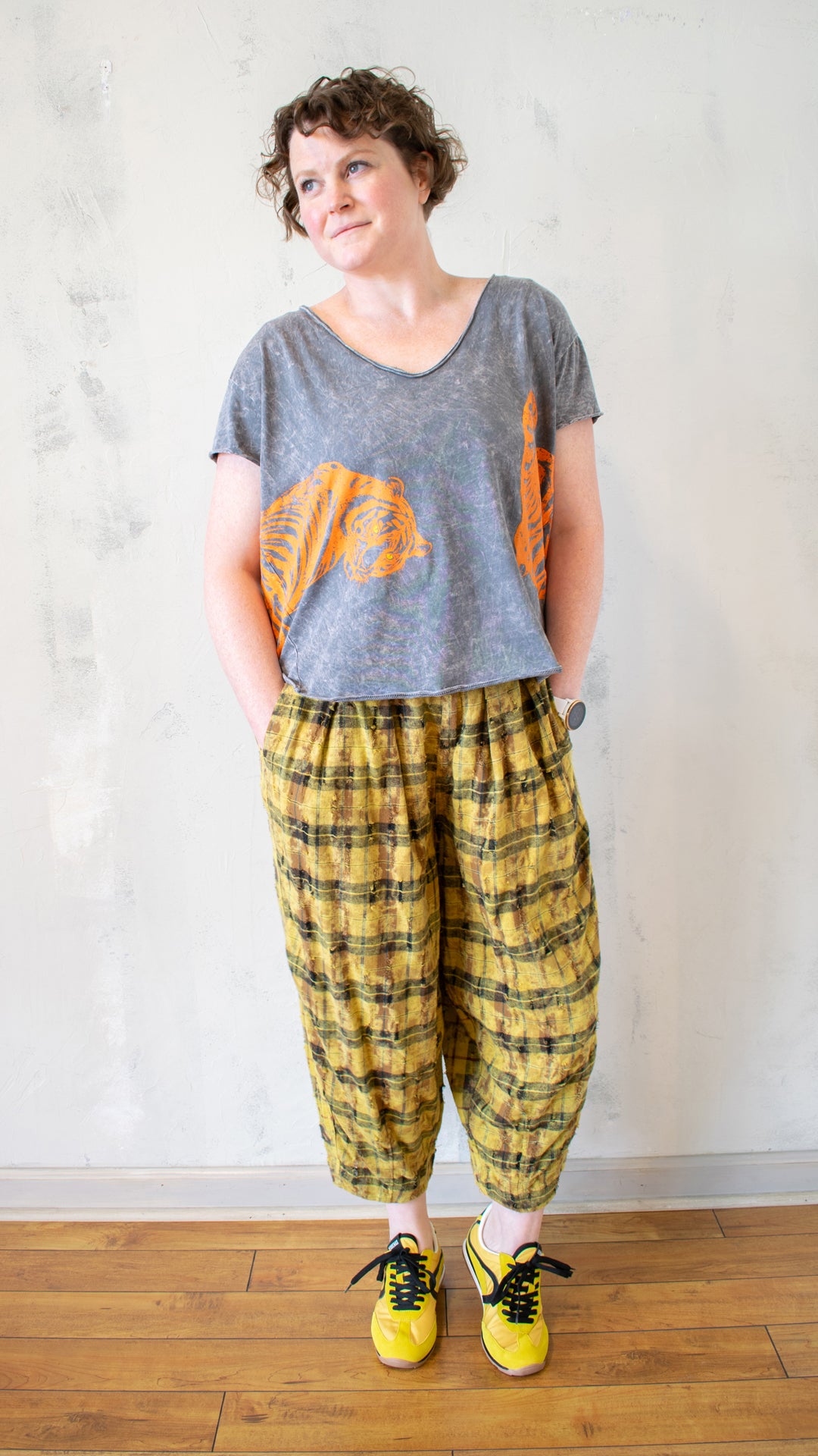 Vintage Style Tee with Tiger Graphic on Front and Back