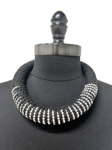 Pearl and Black Tube Necklace