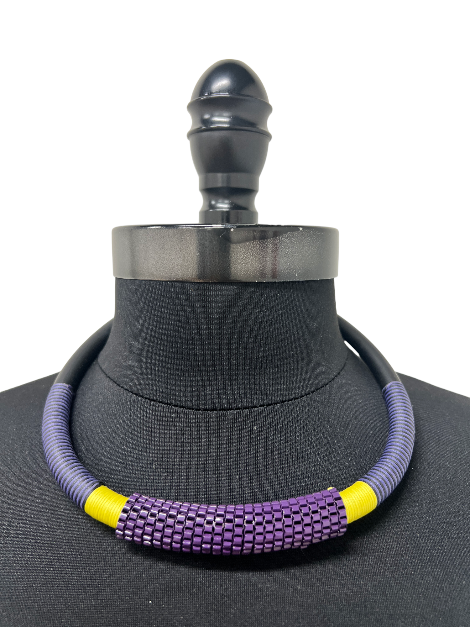Purple Beaded Tube Necklace