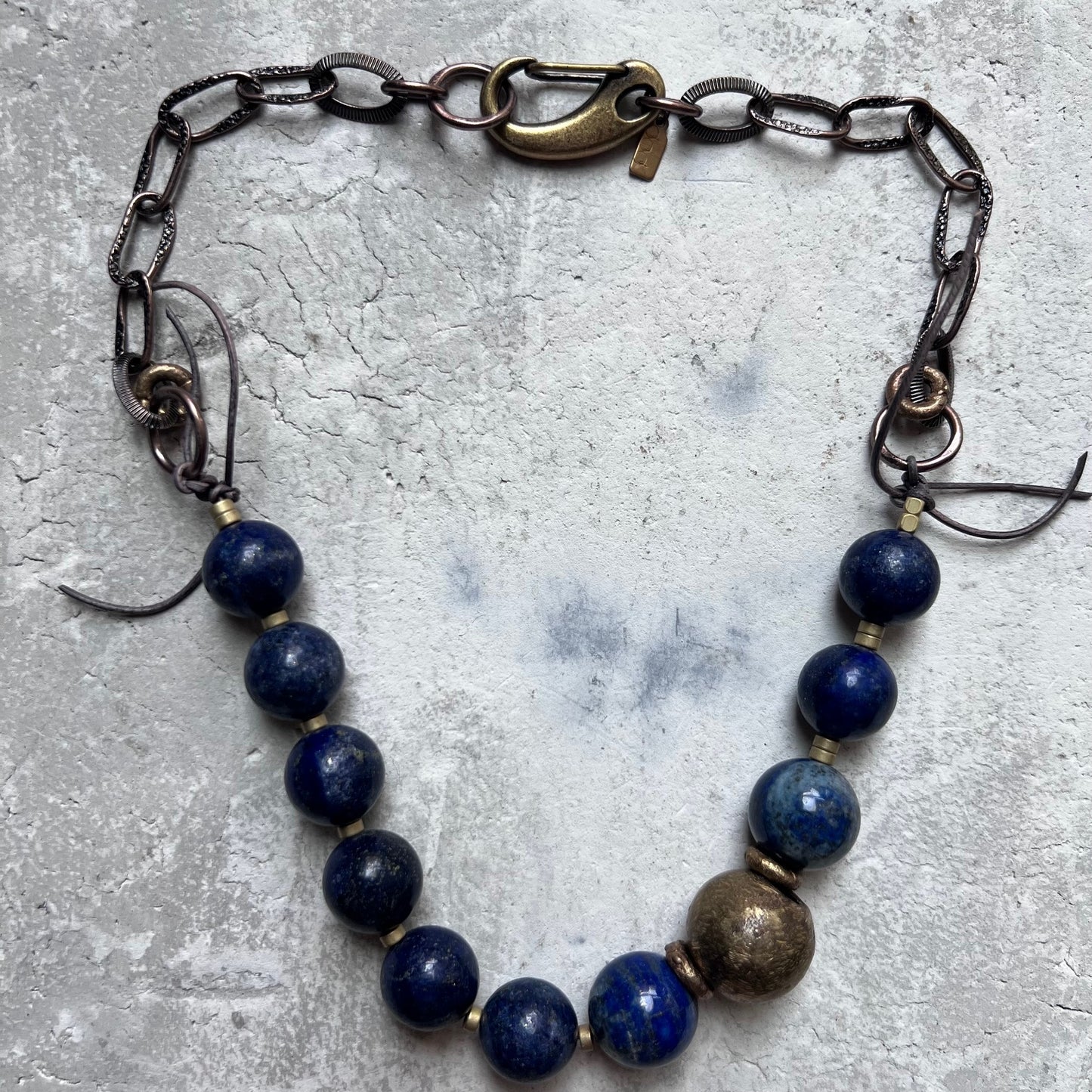 Lapis Beads w/Matte Brass Spacers