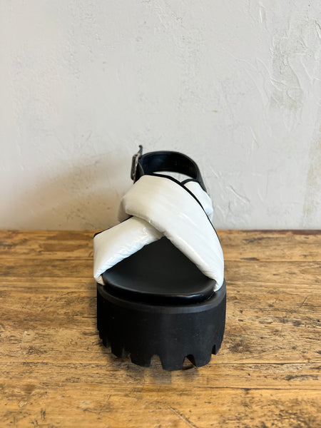 Puffy Flatform Sandal in White