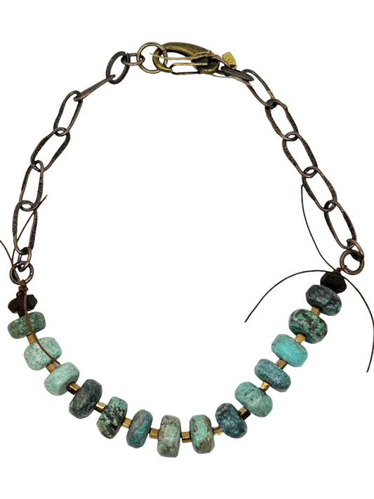 Turquoise with Brass Chain Choker