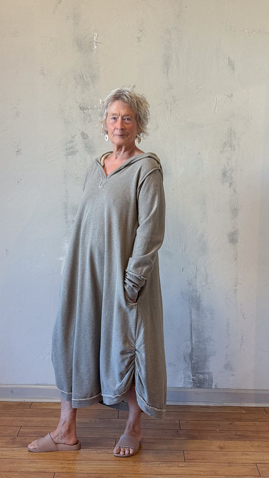 Hooded V-Neck Dress