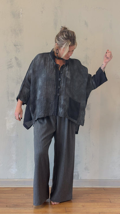 Textured Button-Front Top
