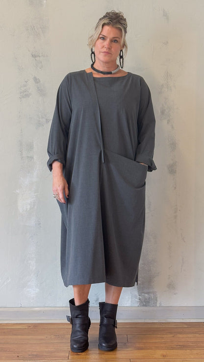 Charcoal Midi Pocket Dress