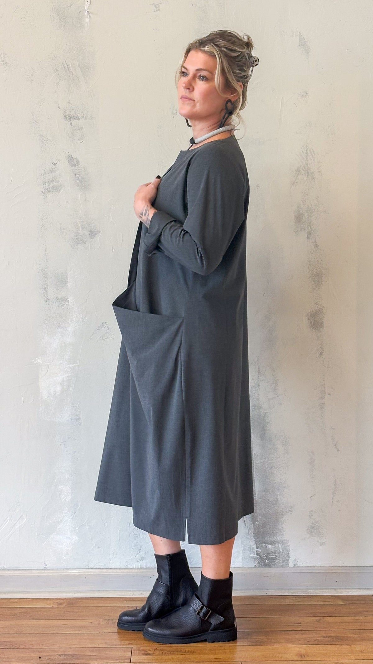 Charcoal Midi Pocket Dress