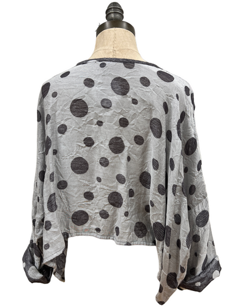 Cropped Long Sleeve in Grey Mix Dots