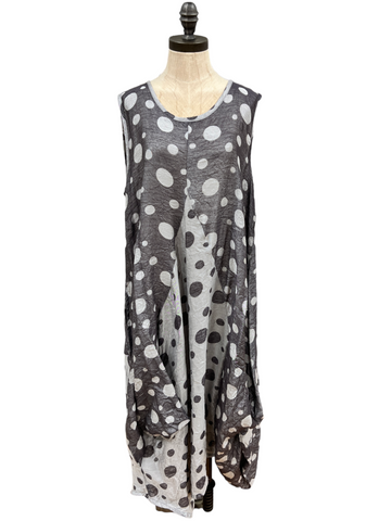 Grey Mix Dots Sleeveless Dress