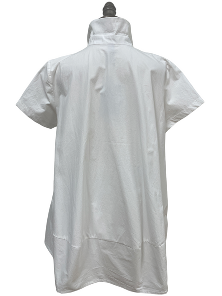 Pinch Tuck Button Up in White