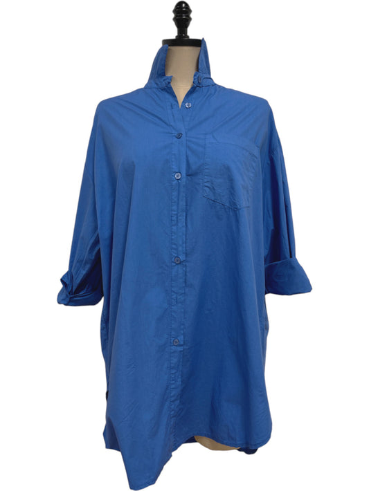 Boyfriend Button Up in Cobalt