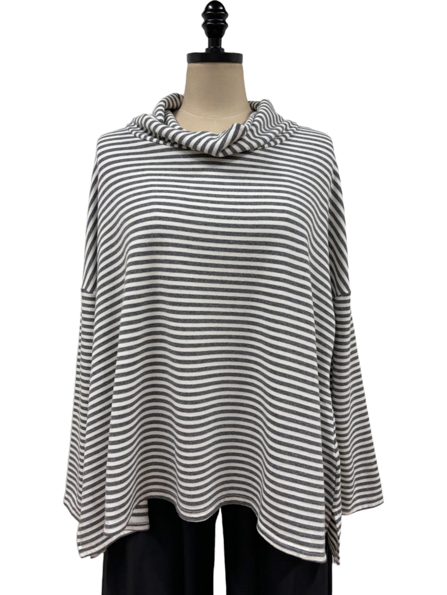 Stripe Boxy Turtleneck in White