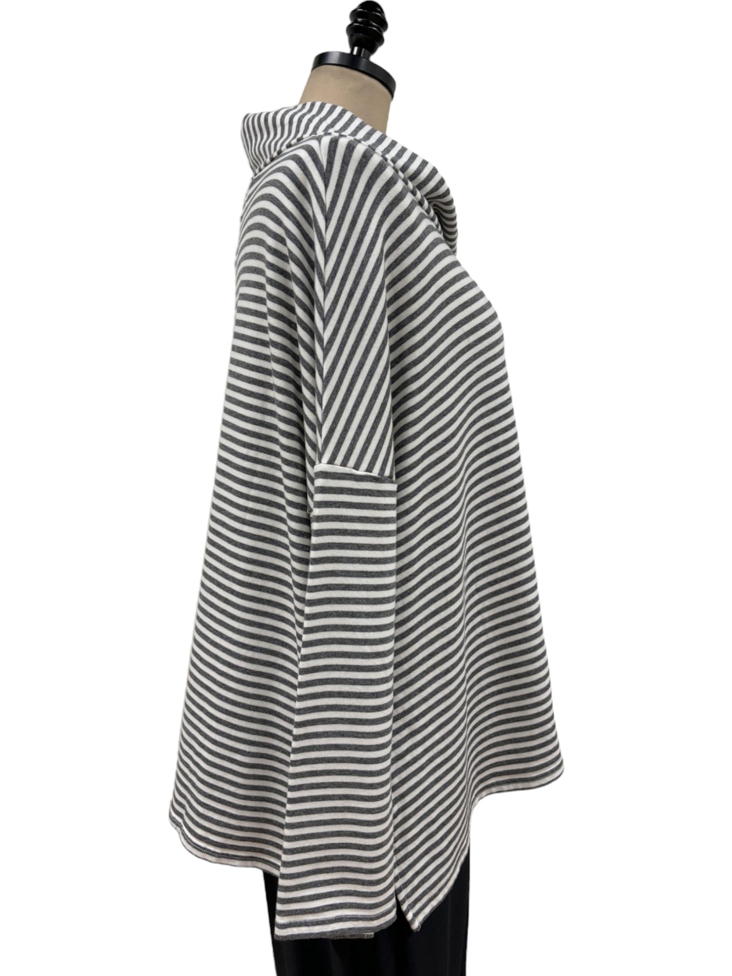 Stripe Boxy Turtleneck in White