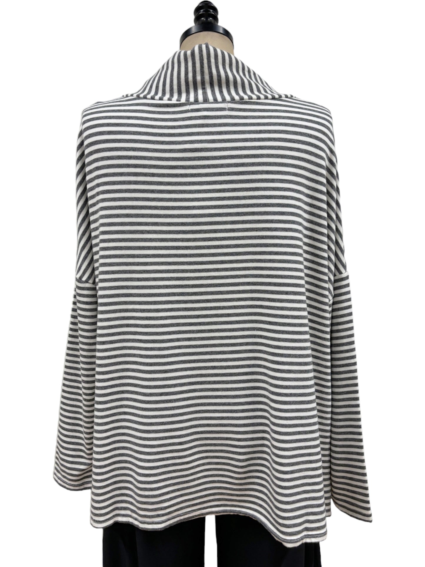 Stripe Boxy Turtleneck in White