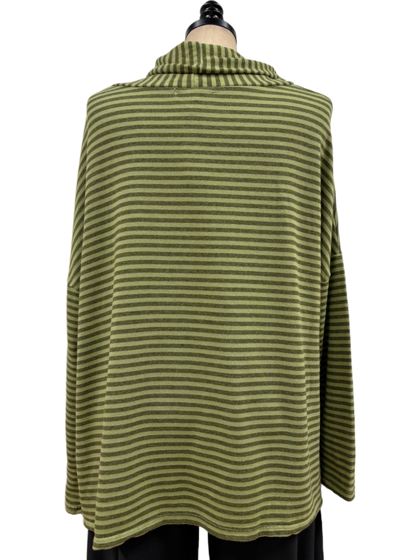 Stripe Boxy Turtleneck in Frog