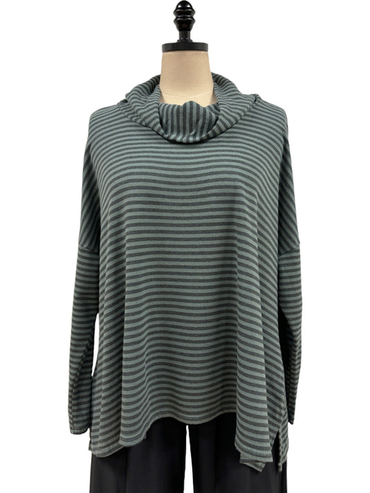 Stripe Boxy Turtleneck in Myrtle