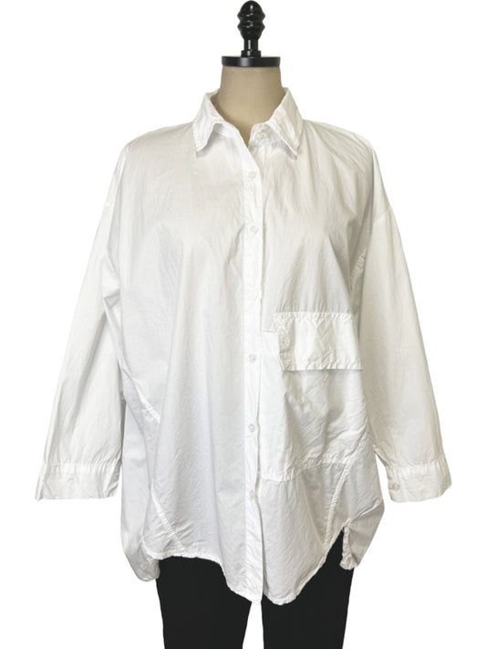 Big Pocket Button Up in White