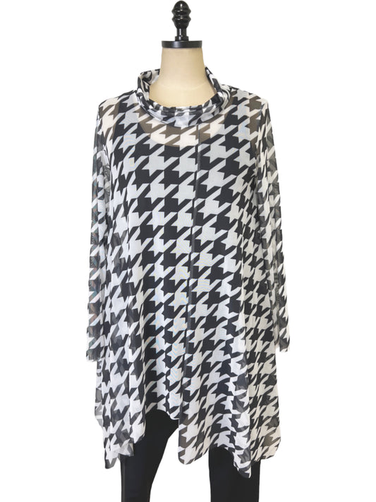 Houndstooth Mesh Tunic