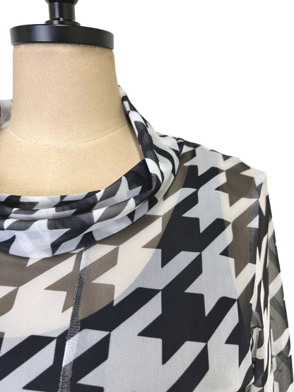 Houndstooth Mesh Tunic