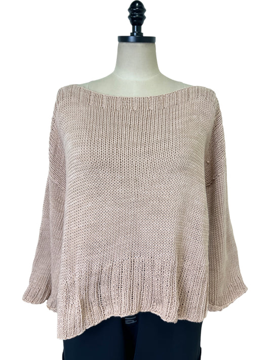 Side Vent Cotton Sweater in Blush