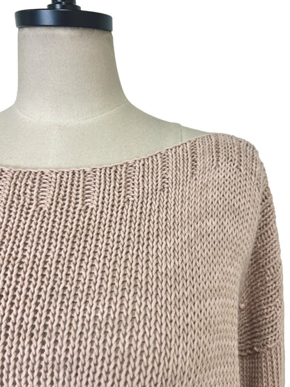 Side Vent Cotton Sweater in Blush