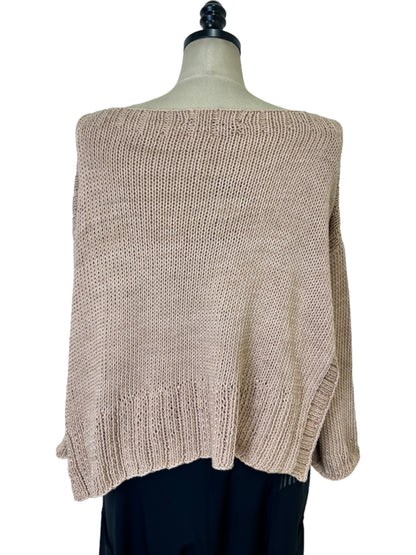 Side Vent Cotton Sweater in Blush